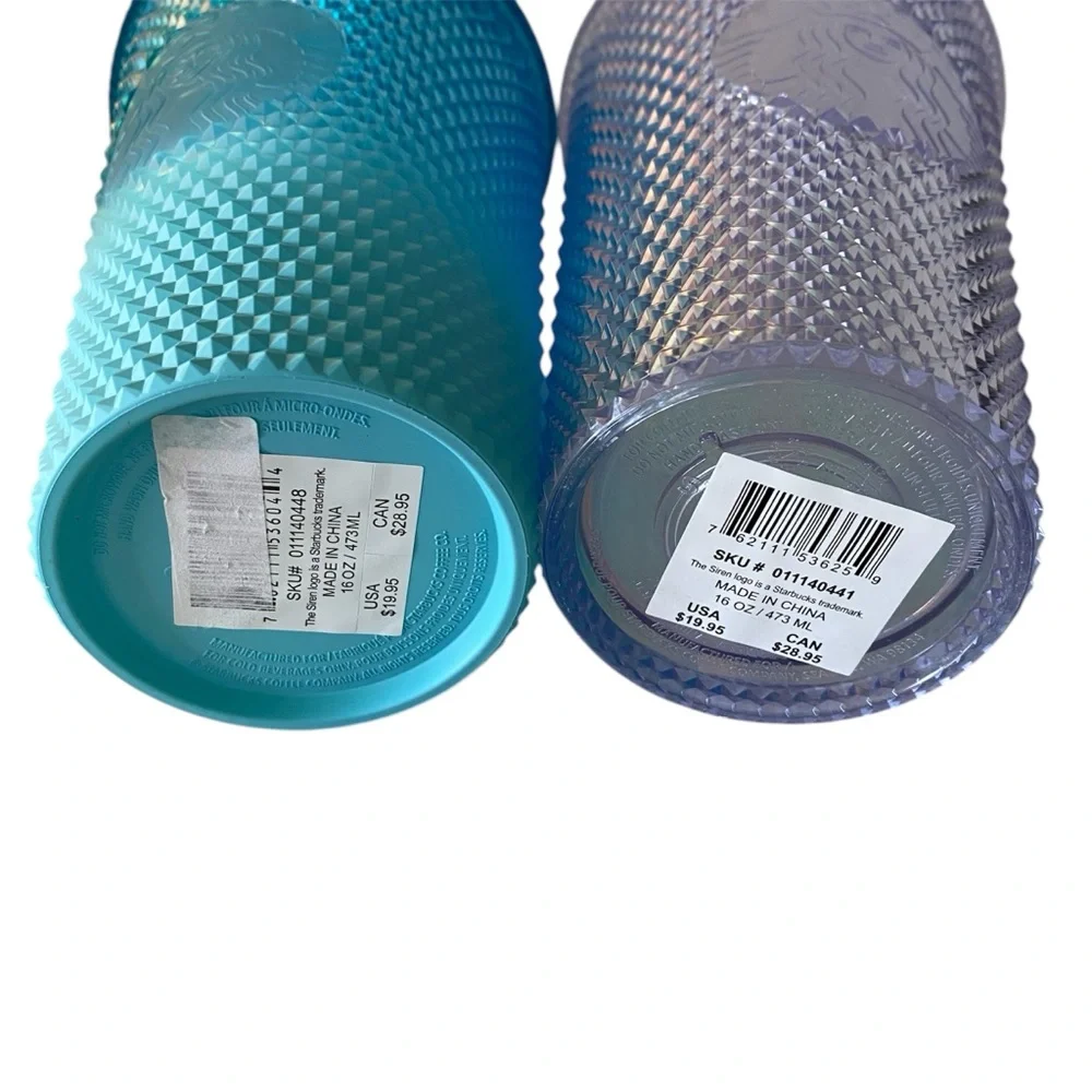 Starbucks Cold Cup Tumbler Bundle of 2 Iridescent Studded & Glacier Blue Studded